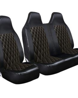 Rhinos-Autostyling FOR VW VOLKSWAGEN TRANSPORTER T5 2009 – Premium Van Seat Covers Single Drivers And Double Passengers Seat Covers – 2 + 1 – Black Quilted Diamond Leather_5fa68a1546dbf.jpeg