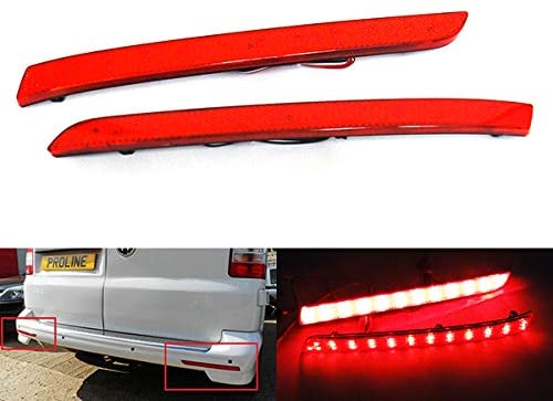 2x Red Lens Rear Bumper Reflector LED Fog Tail Stop Brake Light For ...