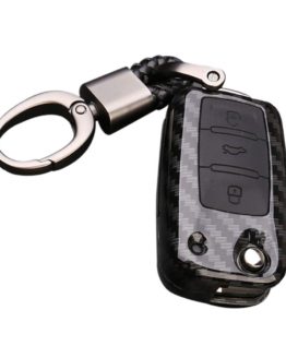 Happyit ABS Carbon Fiber Shell+Silicone Car Key Cover Case Keychain for Volkswagen VW Bora Beetle Tiguan Polo Passat B5 B6 MK5 6 Jetta Eos SEAT Sagitar Golf 6 3 Buttons Remote (B Black + black)_600d37c6840f2.jpeg