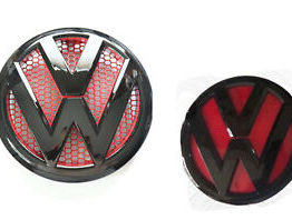  VW Transporter T5 Front & Rear Badges Black Glossy / Red_6099a86eea45d.jpeg